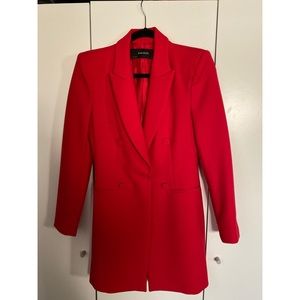 Zara Long Red Blazer Coat